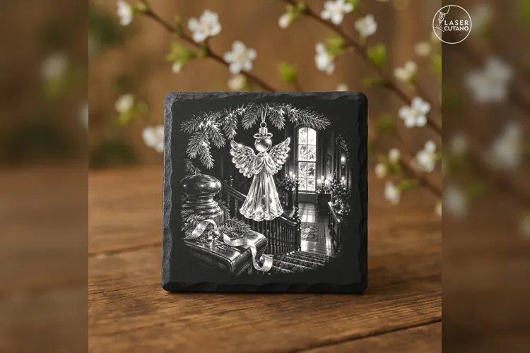 Glass Angel Ornament Laser Engraving PNG