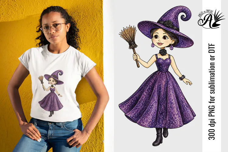 Good Witch for Halloween PNG for sublimation or DTF