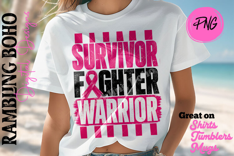 Pink Survivor Fighter Warrior with Stripes example image 1