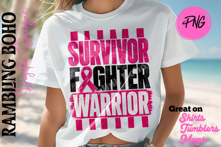 Pink Survivor Fighter Warrior with Stripes