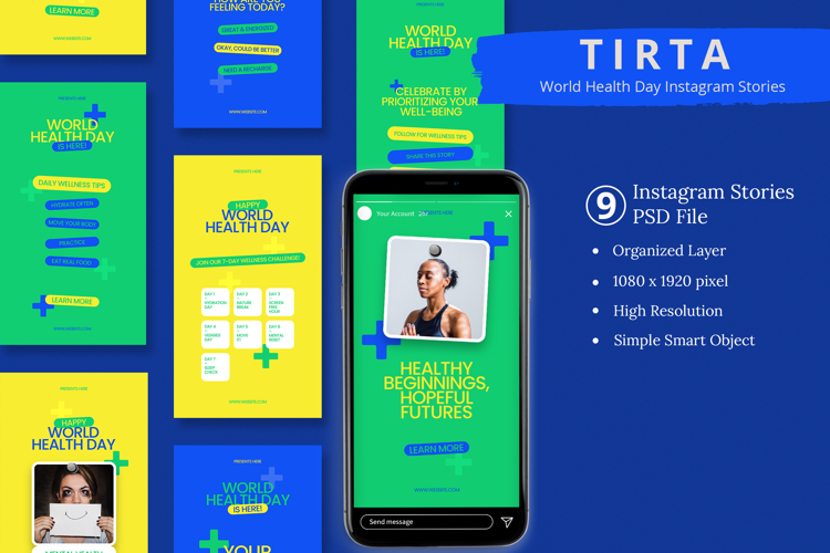 Tirta - World Health Day Instagram Story & Canva Template