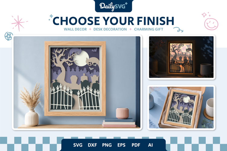 Tombstone Layered Shadow Box SVG Halloween 3D Cut File