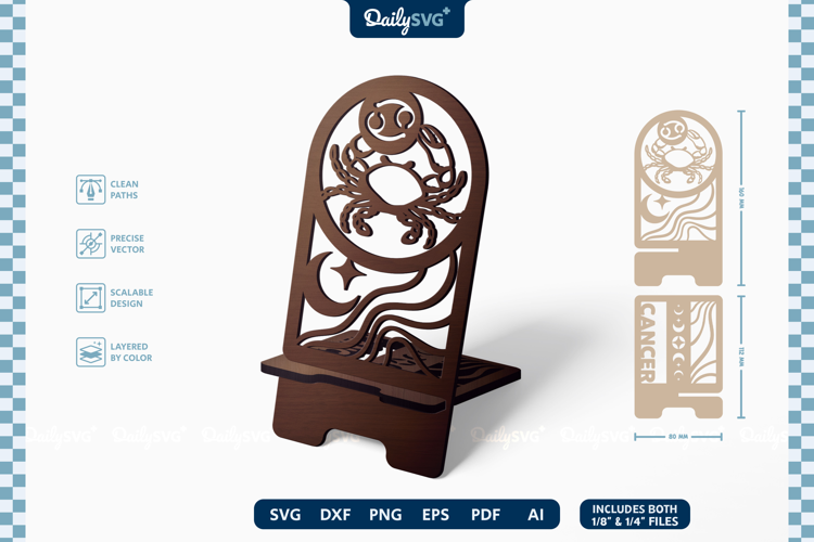 Zodiac Phone Holder SVG | Cancer Laser Cut Stand