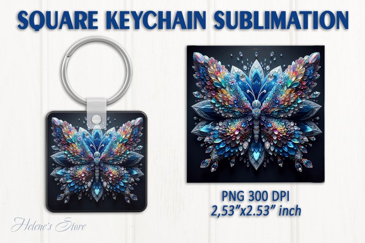 3d Crystal butterfly keychain sublimation | Square keychain