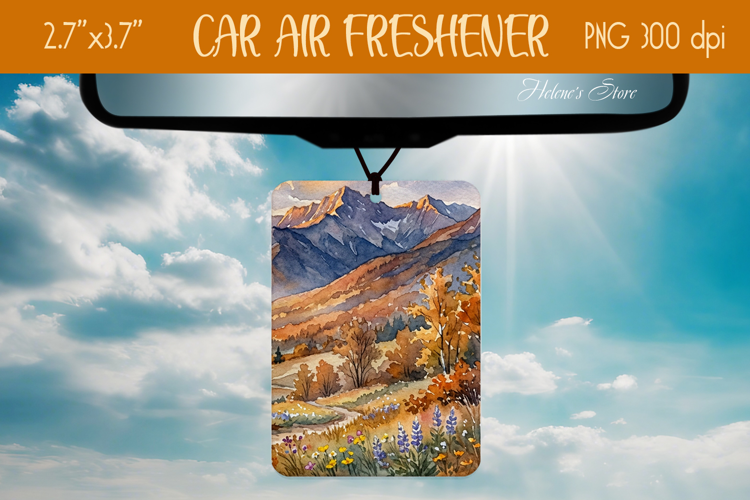 Autumn Mountains Air Freshener Car sublimation design png