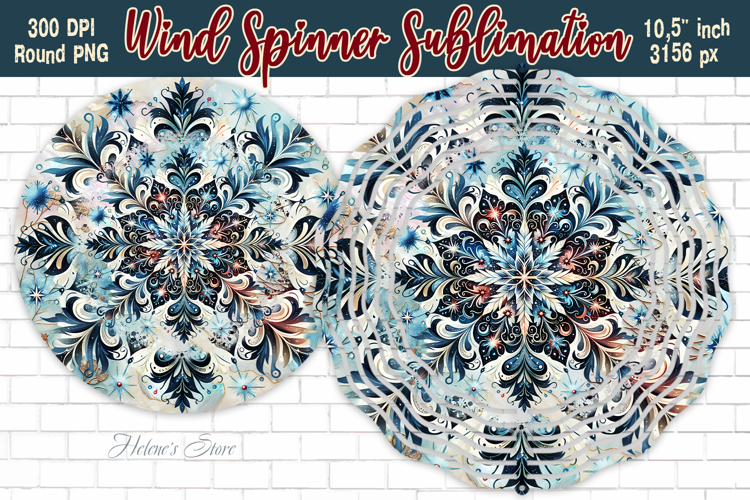Christmas Snowflake Wind Spinner wrap sublimation design png