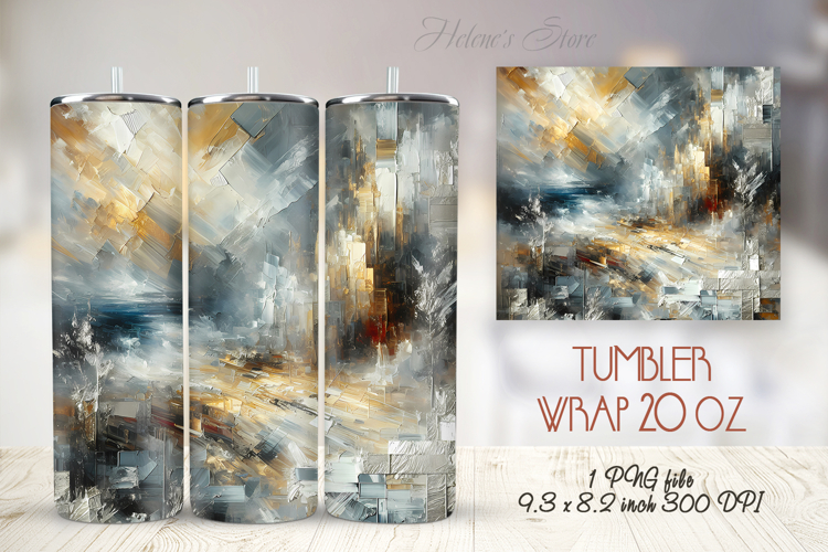 Abstract strokes gold gray paint straight tumbler 20oz wrap