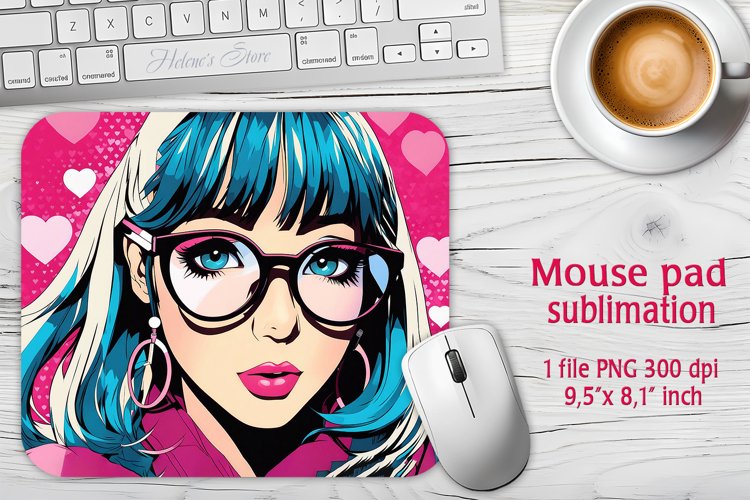 Pop art girl mouse pad | Cosmic Sublimation mouse mat