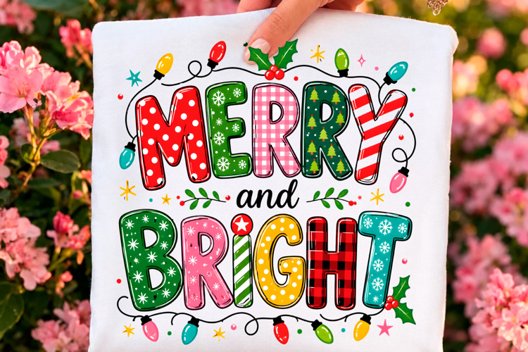 Merry and Bright Christmas Lights PNG