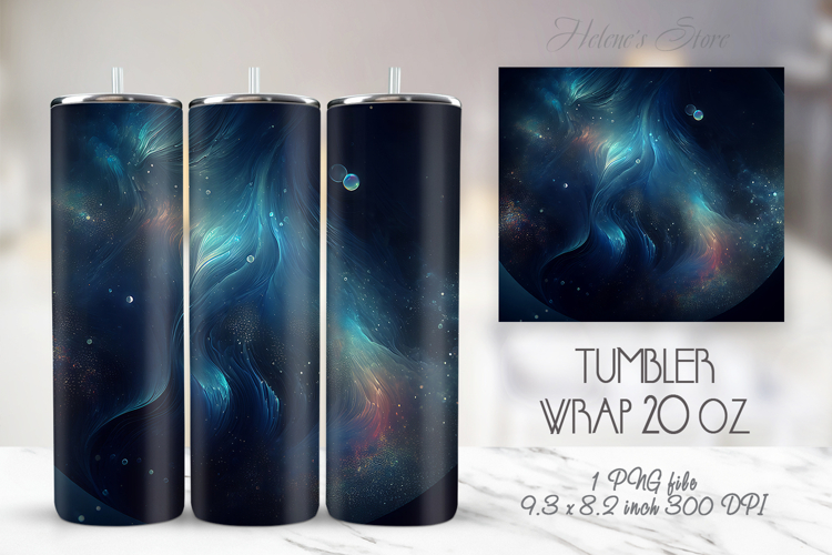Bright waves blue tumbler 20 oz wrap sublimation design png