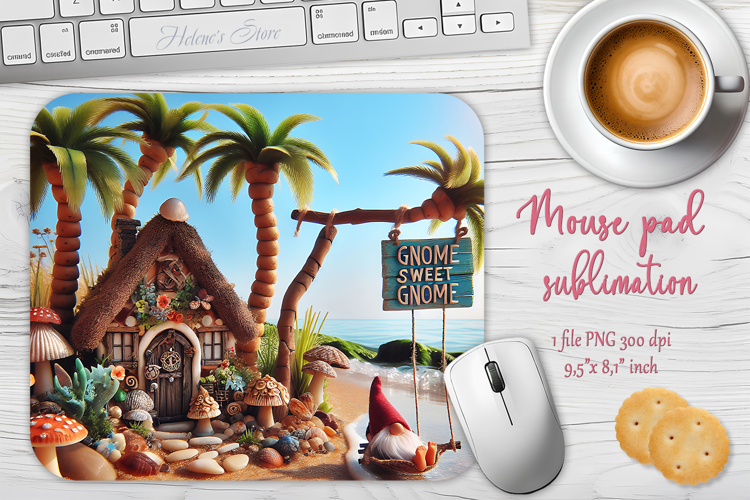 Summer beach gnomes mouse pad sublimation design png