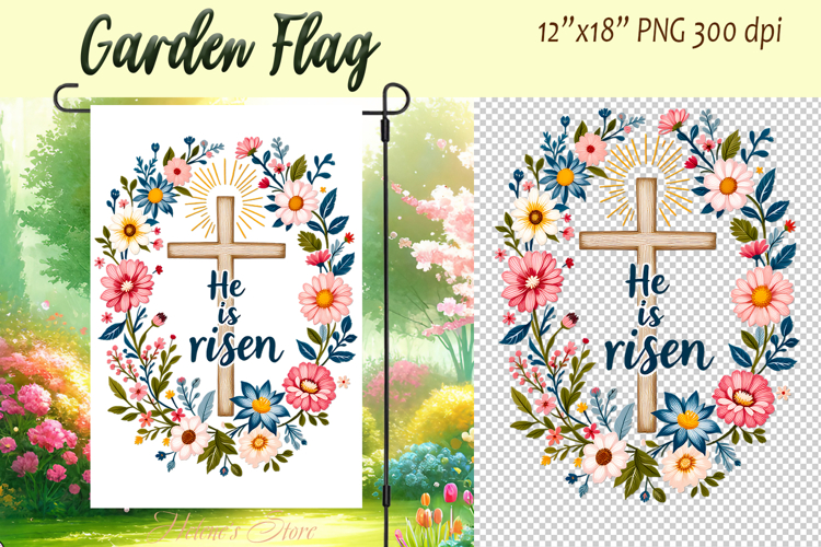 Easter Garden Flag Sublimation |Religious sublimation Easter