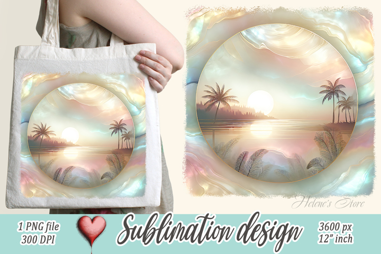 Gold summer beach palm tree sublimation designs |Pearl ocean
