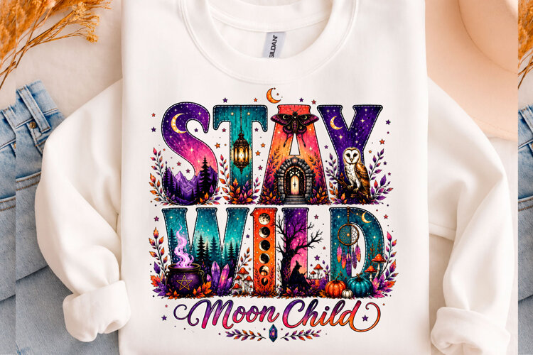 Stay Wild Moon Child Trendy PNG example image 1
