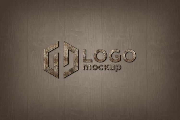 Old Walnut Wood Style Logo Mokcup Template