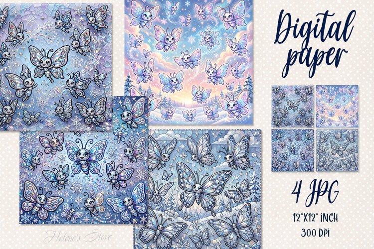 Whimsical flowers digital papers jpeg |Floral Scrap booking example image 1