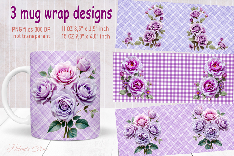 Vintage summer flowers design mug wrap 15 oz 11 oz png