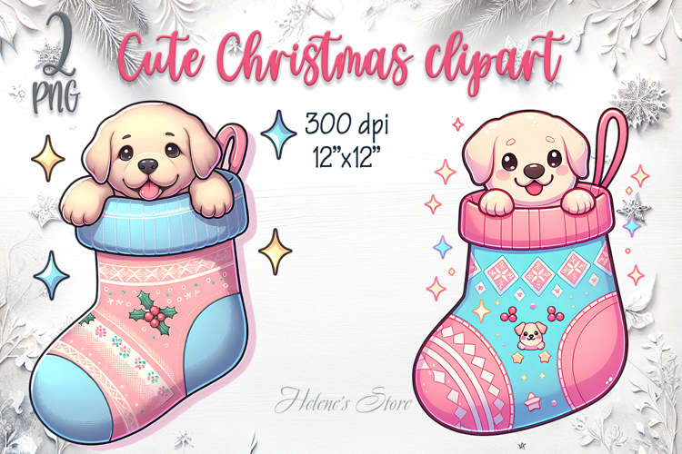 Christmas cute dogs in socks clipart| Winter t shirt designs