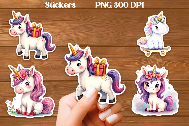Cute unicorn stickers PNG | Cute animal sticker printable