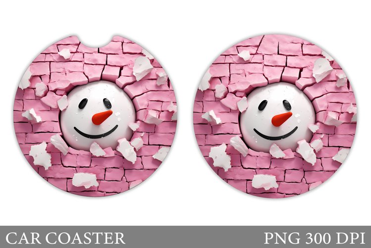 Snowman Car Coaster Design. Snowman Broken Wall Car Coaster example image 1