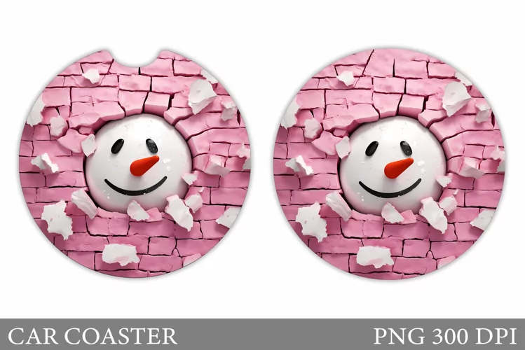 Snowman Car Coaster Design. Snowman Broken Wall Car Coaster