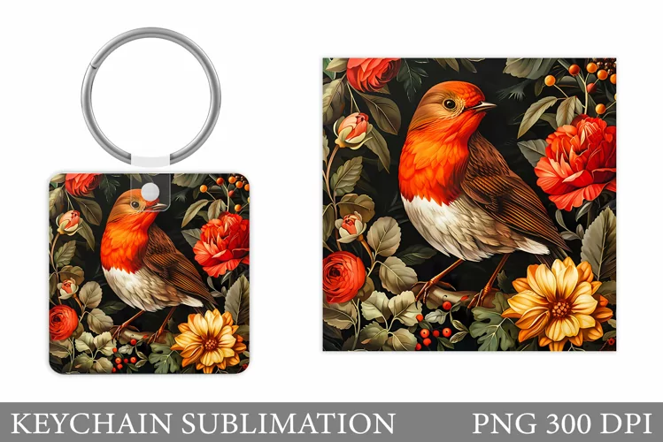 Bird Square Keychain. Bird Keychain Sublimation