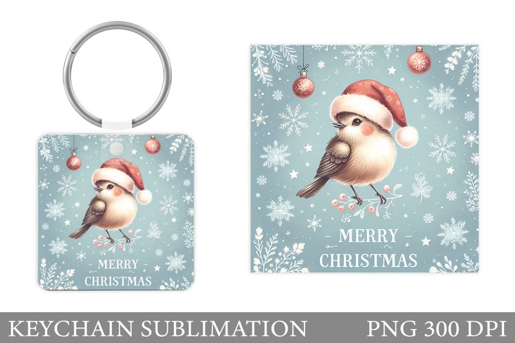 Christmas Bird Keychain. Christmas Keychain Sublimation example image 1