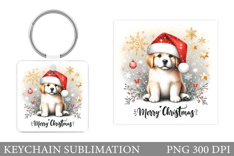 Christmas Dog Keychain. Christmas Keychain Sublimation example image 1
