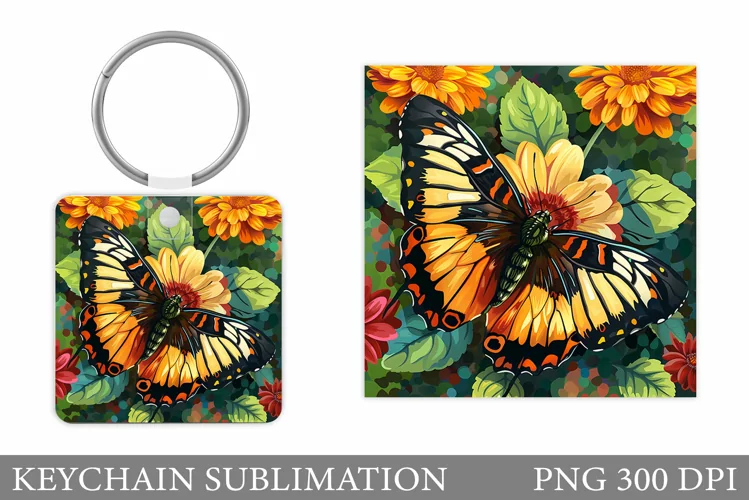 Butterfly Keychain Design. Butterfly Keychain Sublimation