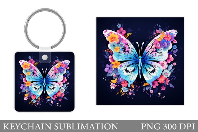 Butterfly Keychain Design. Butterfly Flowers Keychain
