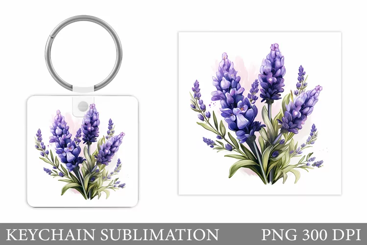 Lavender Keychain Sublimation. Flowers Keychain Design