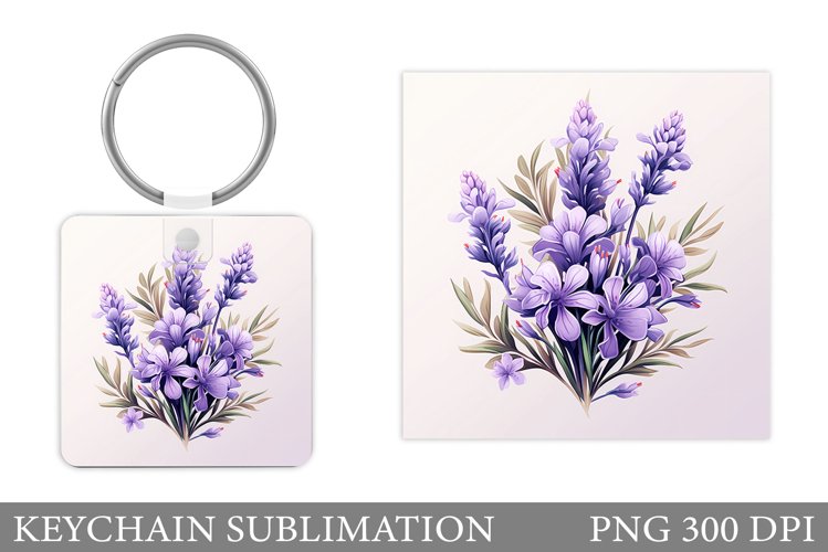 Lavender Keychain Sublimation. Floral Keychain Design example image 1