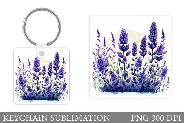 Lavender Keychain Sublimation. Flowers Keychain Design example image 1