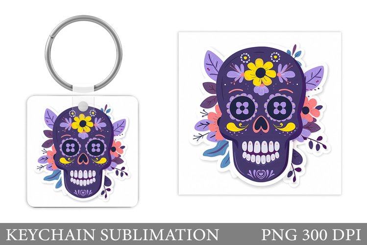Skull Halloween Keychain. Skull Keychain Design example image 1