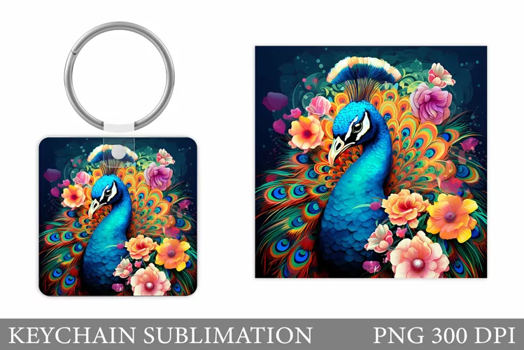 Peacock Keychain Sublimation. Peacock Keychain Design