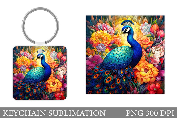 Peacock Keychain Sublimation. Peacock Sublimation example image 1