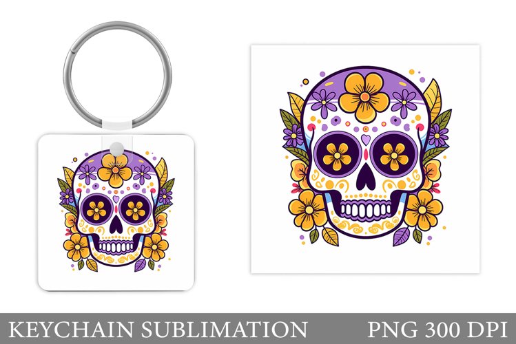 Skull Keychain Design. Skull Halloween Keychain example image 1