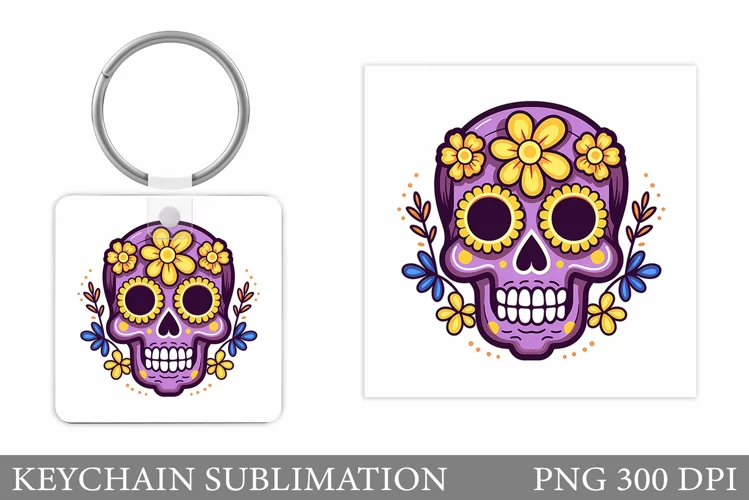 Skull Keychain Design. Skull Halloween Keychain Sublimation