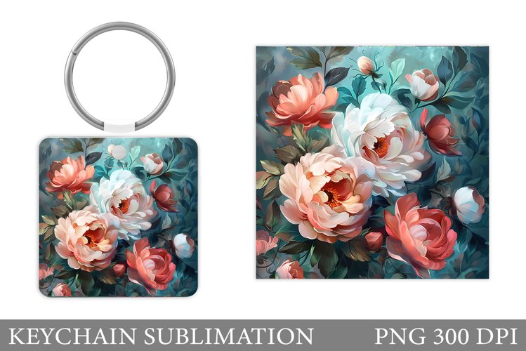 Floral Keychain Design. Flowers Keychain Sublimation