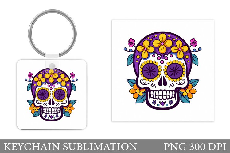 Skull Keychain Design. Skull Halloween Keychain example image 1
