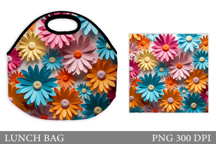 Daisy Flowers Lunch Bag. Flowers Lunch Bag Sublimation