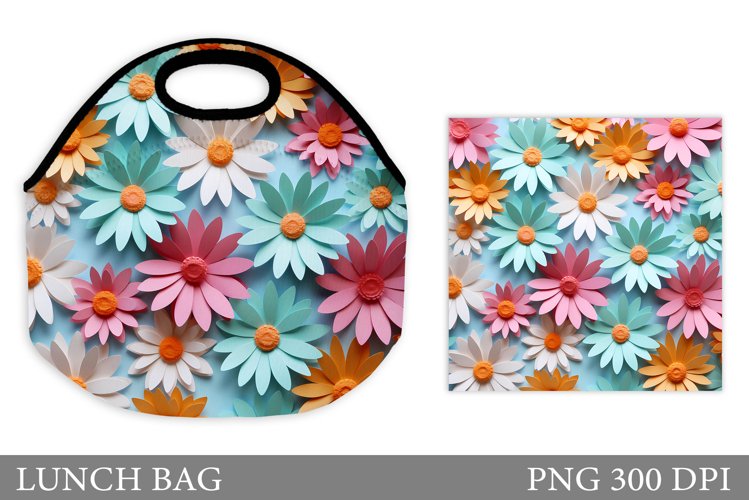 Flowers Lunch Bag Design. 3D Daisy Flowers Lunch Bag