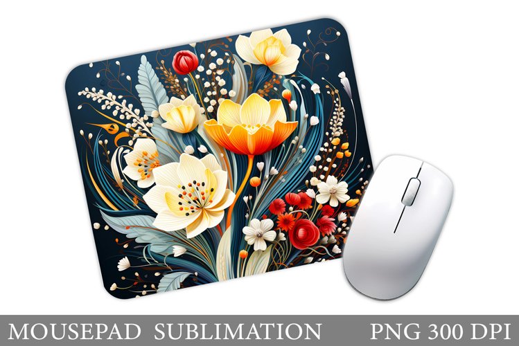 Flowers Mouse Pad Sublimation. Floral Mouse Pad Design example image 1