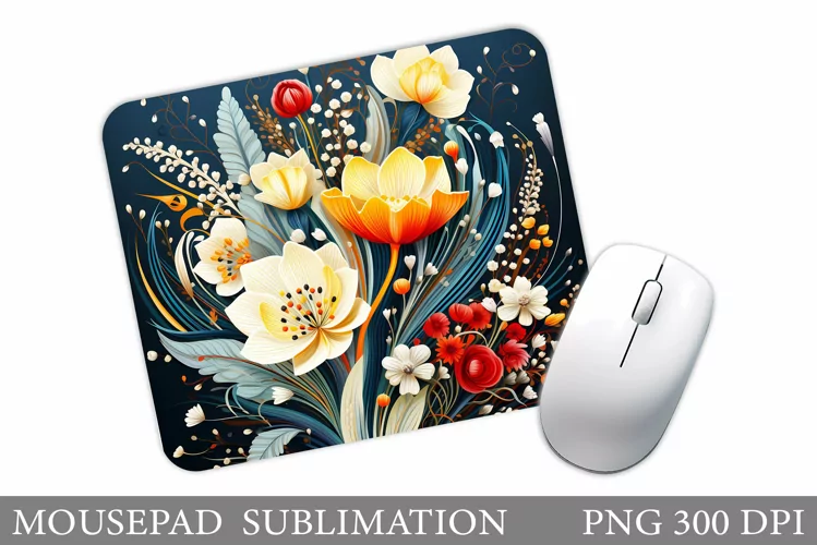 Flowers Mouse Pad Sublimation. Floral Mouse Pad Design