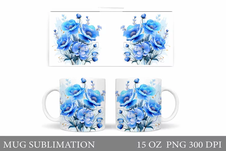 Flowers Mug Sublimation. Wildflowers Mug Design