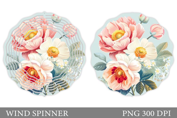 Floral Wind Spinner Sublimation. Flowers Wind Spinner Design example image 1