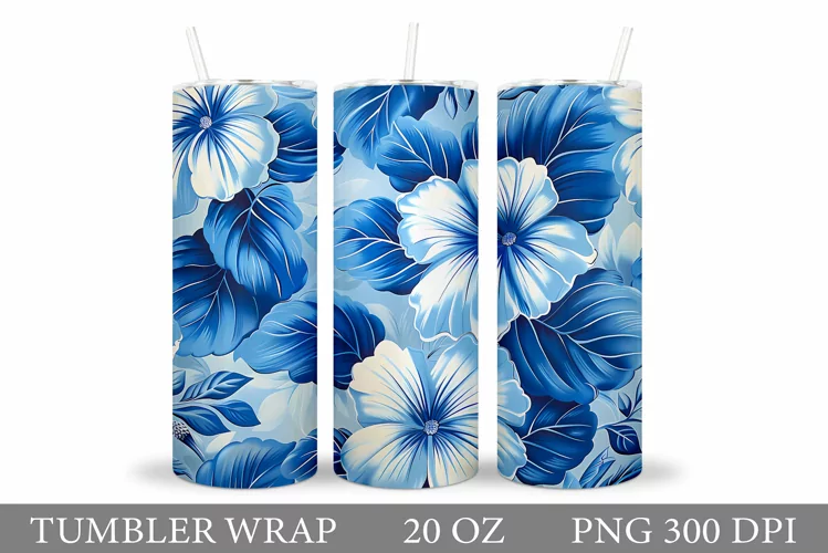Flowers Tumbler Wrap Design. Sublimation Tumbler Flowers