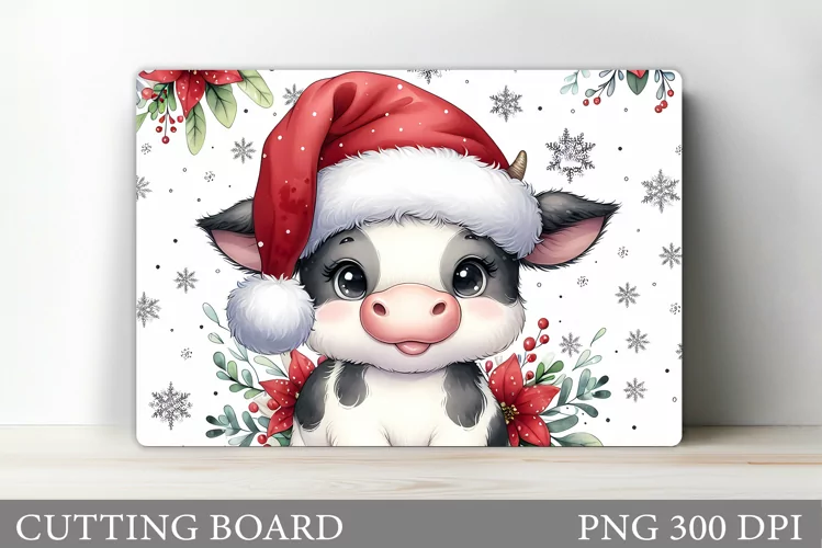 Christmas Cow Cutting Board. Christmas Cutting Board