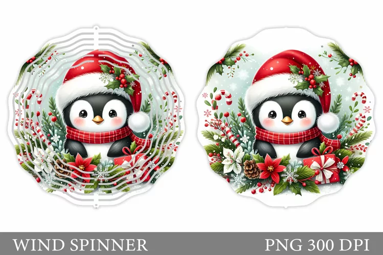Christmas Penguin Wind Spinner. Christmas Wind Spinner
