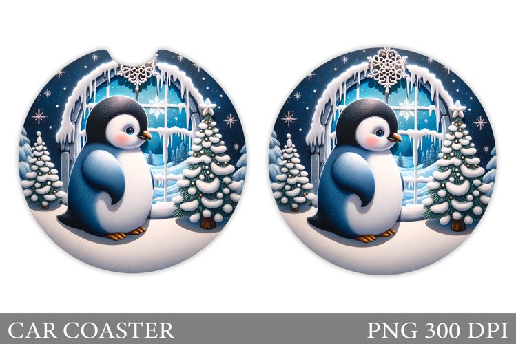 Cute Penguin Car Coaster. Cute Penguin Coaster Sublimation